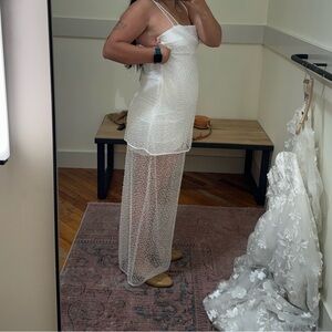 Anthropologie Sheer White Wedding Dress